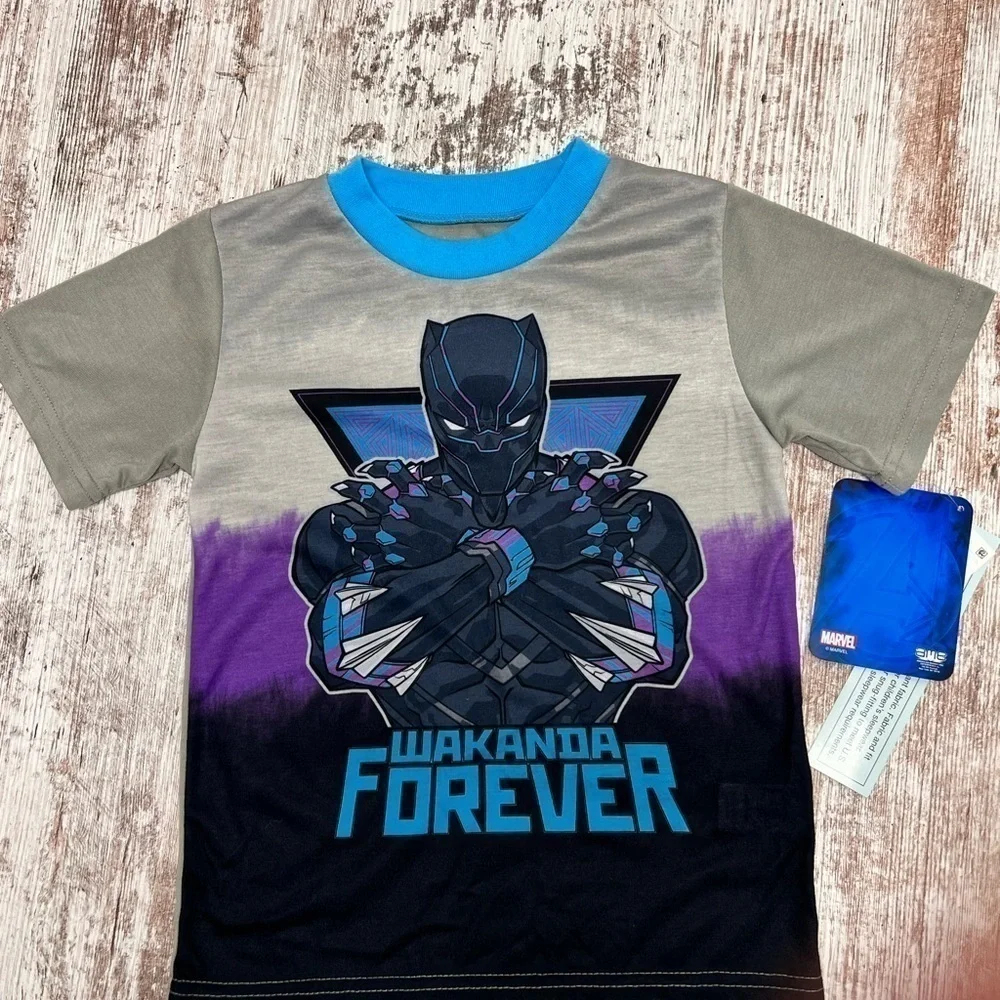 Boys' Marvel Black Panther 2pc Short Sleeve Top and Pants Pajama Set